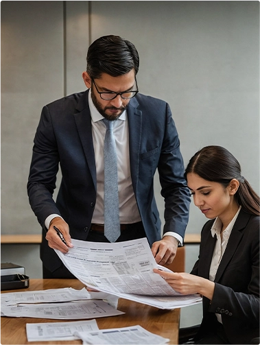 professional business attire and office furniture